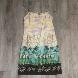 Old Navy vintage Y2K Multicolor Tropical Midi Dress 100% cotton aloha tropical